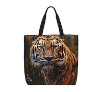 MXZERFKGLA Borsa tote da donna riutilizzabile borsa della spesa Una giraffa dei cartoni animati su uno sfondo arancione Tote Bag Shopping Bag con tasca interna, Leopardo nel bosco, Taglia unica