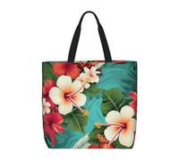 MXZERFKGLA Borsa tote da donna riutilizzabile borsa della spesa Una giraffa dei cartoni animati su uno sfondo arancione Tote Bag Shopping Bag con tasca interna, Fiori hawaiani, Taglia unica