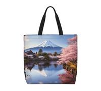 MXZERFKGLA Borsa tote da donna, riutilizzabile, con tasca interna, Alberi di ciliegio del Monte Fuji, Taglia unica