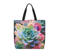 MXZERFKGLA Borsa tote da donna, riutilizzabile, per la spesa, con tasca interna, Pianta grassa colorata., Taglia unica