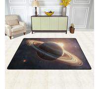 MXZERFKGLA Tappeto antiscivolo, motivo: pianeta con anello di Saturno, per soggiorno, vintage, lavabile, per camera da letto, sala da pranzo, decorazione per la casa, grande, 91 x 60 cm