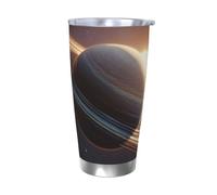MXZERFKGLA Tazza da caffè isolata da 590 ml, con coperchio e cannuccia, con anello di Saturno, pianeta, a doppia parete, sottovuoto, a prova di fuoriuscite, tazza da viaggio, regalo per uomini e donne