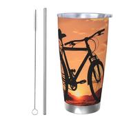 MXZERFKGLA Tazza da caffè isolata da 590 ml, con coperchio e cannuccia, per bicicletta da strada, a doppia parete, sottovuoto, a prova di perdite, tazza da viaggio per caffè, regalo per uomini e donne