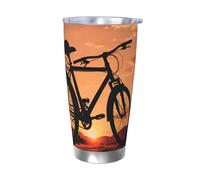 MXZERFKGLA Tazza da caffè isolata da 590 ml, con coperchio e cannuccia, per bicicletta da strada, a doppia parete, sottovuoto, a prova di perdite, tazza da viaggio per caffè, regalo per uomini e donne