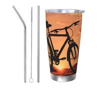 MXZERFKGLA Tazza da caffè isolata da 590 ml, con coperchio e cannuccia, per bicicletta da strada, a doppia parete, sottovuoto, a prova di perdite, tazza da viaggio per caffè, regalo per uomini e donne