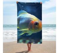 MXZERFKGLA Telo mare oversize 130 x 80 cm, senza sabbia, ad asciugatura rapida, assorbente, in microfibra, sottile e leggero, telo da spiaggia con pesce solitario, per viaggi, vacanze, essenziale