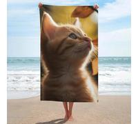 MXZERFKGLA Telo mare oversize 130 x 80 cm, senza sabbia, ad asciugatura rapida, assorbente, in microfibra, sottile e leggero, asciugamano da piscina con gatto sotto le foglie, telo da spiaggia per