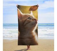 MXZERFKGLA Telo mare oversize 160 x 80 cm, senza sabbia, ad asciugatura rapida, assorbente, in microfibra, sottile e leggero, asciugamano da piscina con gatto sotto le foglie, telo da spiaggia per