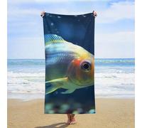 MXZERFKGLA Telo mare oversize 160 x 80 cm, senza sabbia, ad asciugatura rapida, assorbente, in microfibra, sottile e leggero, telo da spiaggia con pesce solitario, per viaggi, vacanze, essenziale