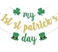 My 1st St. Patrick's Day Banner Verde Oro Glitter