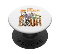 My 2nd Birthday Bruh 2 Anno Vecchio Zookeeper Animal Zoo Squad PopSockets PopGrip Adesivo