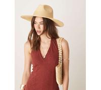 My Accessories - Cappello a tesa larga in paglia intrecciata beige naturale-Neutro No Size