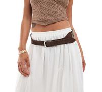 My Accessories - Cintura larga marrone con borchie argentate M-L