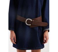 My Accessories - Cintura larga marrone con fibbia appariscente M-L