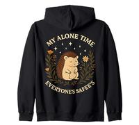 My Alone Time Everyones Safees Hedgehog Quote Felpa con Cappuccio