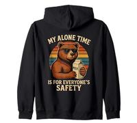 My Alone Time Is for Everyones Safety Funny Bear Retro Felpa con Cappuccio