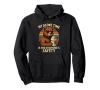 My Alone Time Is for Everyones Safety Funny Bear Retro Felpa con Cappuccio