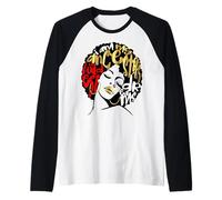 My Ancestors Dreams Afro Ragazza Nera Magia Rosso Nero Donne Maglia con Maniche Raglan
