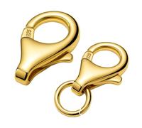 My-Bead Chiusura a moschettone 16 mm (20 mm) Argento 925 placcato oro 18 carati Chiusura per gioielli per collane, bracciali, collane di ricambio e riparazione Moschettone fai da te (1 pezzo)