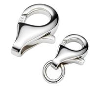 My-Bead Chiusura a moschettone in argento 925 da 13 mm (16 mm) piccola chiusura per gioielli catene braccialetti collane moschettone di ricambio e riparazione fai da te (1 pezzo)