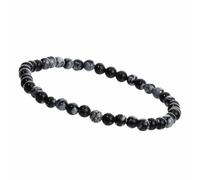 MY-BEAD Unico Gems Buddha Ossidiana 4 millimetri perline bracciale pietra naturale discreto per la donna estensibile 16 centimetri a 18 centimetri