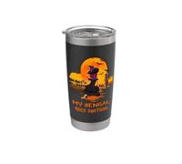 My Bengal Rides Shotgun Cat and Witch Halloween Costume Bicchiere termico in acciaio inox doppia parete