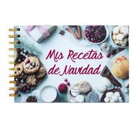 My Berry Own - Prenota le mie ricette di Natale bianco, ricettario A5, 100 pagine di ricette vuote, con divisori di categorie, spagnolo, regalo per la festa della mamma, per mamma