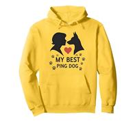 My Best Ping Dog: Animale commovente Amore Silhouette Art Felpa con Cappuccio, Unisex per Adulti, Limone, L