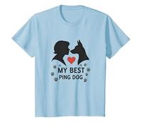 My Best Ping Dog: Animale commovente Amore Silhouette Art Maglietta, Bambini, Celeste, 2 Anni