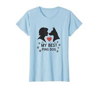 My Best Ping Dog: Animale commovente Amore Silhouette Art Maglietta, Donna, Celeste, S