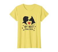 My Best Ping Dog: Animale commovente Amore Silhouette Art Maglietta, Donna, Limone, L