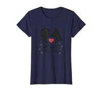 My Best Ping Dog: Animale commovente Amore Silhouette Art Maglietta, Donna, Navy, L