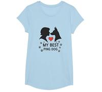 My Best Ping Dog: Animale commovente Amore Silhouette Art Maglietta, Ragazze, Celeste, M