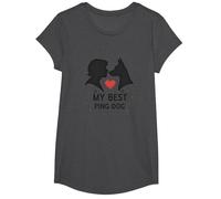 My Best Ping Dog: Animale commovente Amore Silhouette Art Maglietta, Ragazze, Grigio Scuro, L