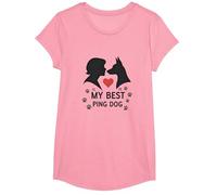 My Best Ping Dog: Animale commovente Amore Silhouette Art Maglietta, Ragazze, Rosa, L