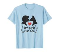 My Best Ping Dog: Animale commovente Amore Silhouette Art Maglietta, Uomo, Celeste, 3XL