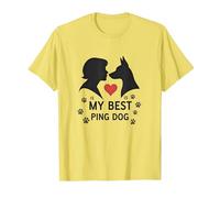 My Best Ping Dog: Animale commovente Amore Silhouette Art Maglietta, Uomo, Limone, L
