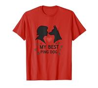 My Best Ping Dog: Animale commovente Amore Silhouette Art Maglietta, Uomo, Rosso, L