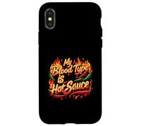My Blood Type Is Hot Sauce Funny Spicy Chili Pepper Lover Custodia per iPhone X/XS