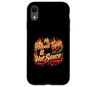My Blood Type Is Hot Sauce Funny Spicy Chili Pepper Lover Custodia per iPhone XR