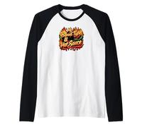 My Blood Type Is Hot Sauce Funny Spicy Chili Pepper Lover Maglia con Maniche Raglan