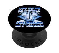 My Boat My Rules Boating Captain Boater anni '90 Bootleg Style PopSockets PopGrip Adesivo
