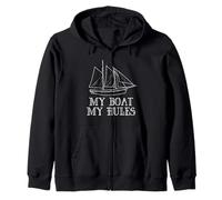 My Boat My Rules Funny Pirate Ship Boat Captain Sailing Felpa con Cappuccio