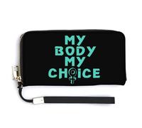 My Body My Choice Portafoglio in pelle alla moda lungo con cinturino da polso per uomo donna, Stile:, 20.0*10.5cm