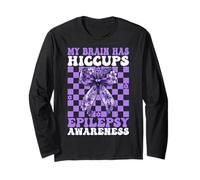 My Brain Has Hiccups Epilessia Consapevolezza Ragazza Mamma Viola Maglia a Manica