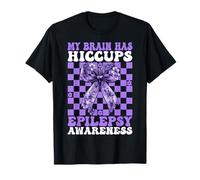 My Brain Has Hiccups Epilessia Consapevolezza Ragazza Mamma Viola Maglietta