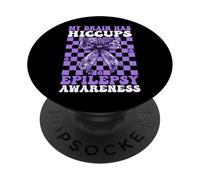 My Brain Has Hiccups Epilessia Consapevolezza Ragazza Mamma Viola PopSockets PopGrip Adesivo