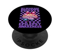 My Brain Has Hiccups Epilessia Consapevolezza Ragazza Mamma Viola PopSockets PopGrip Adesivo