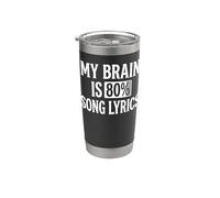 My Brain is 80% Testo canzone Funny Music Lover Bicchiere termico in acciaio inox doppia parete