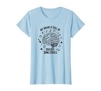 My Brain Is Full of Useless Testo Canzone Music Lover Tee Maglietta, Donna, Celeste, XXL